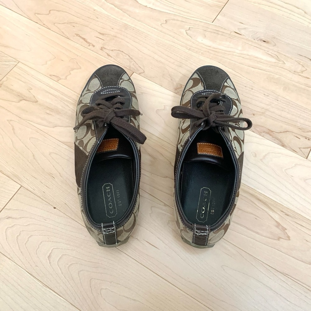 Coach Brown Signature Canvas Lace-Up Sneakers size 8.5W - Picture 5 of 15